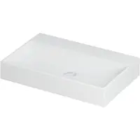 Ink Wastafel United Porselein zonder kraangat incl. porseleinen click plug en verborgen overloop systeem 70 cm x 45 cm x 11 cm Mat wit 0206022