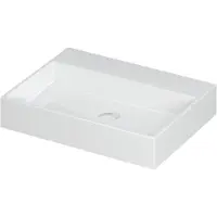 Ink Wastafel United Porselein zonder kraangat incl. porseleinen click plug en verborgen overloop systeem 60 cm x 45 cm x 11 cm Glans wit 0206001