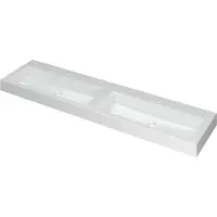 Ink Wastafel Momento Polystone dubbel met 2 kraangaten 180 cm x 45 cm x 9 cm Glans wit 3421071