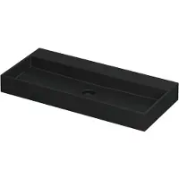 Ink Wastafel United Porselein zonder kraangat incl. porseleinen click plug en verborgen overloop systeem 100 cm x 45 cm x 11 cm Mat zwart 0206064