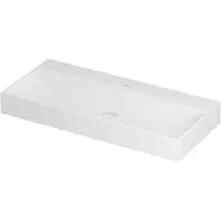 Ink Wastafel United Porselein met 1 kraangat incl. porseleinen click plug en verborgen overloop systeem 100 cm x 45 cm x 11 cm Mat wit 0206072