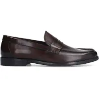 Manfield Donkerbruine leren loafers | Maat 45