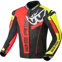 Berik VisionGP Zwart Neon Geel Neon Rood Wit Leren Motorjas Maat 52