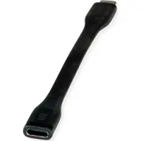 Roline USB4 Gen3x2 kabel, Emark, plat, C-C, Male/Female, 40Gbit/s, 100W, zwart, 11,5 cm
