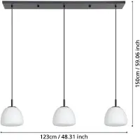 Eglo 390202 Balmes Hanglamp Staal Zwart/Glas Opaal - 3 x E27