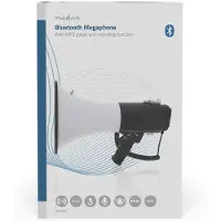 Nedis Megafoon – 120 dB – 1500 m Bereik – USB – Sirene – Opname – Wit/Zwart