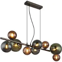 Globo Zwarte hanglamp Riha gekleurd glas 9-lichts