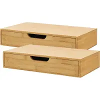 En.casa Wandplank set van 2 met lade Bokn bamboe 40x24x8 cm naturel []