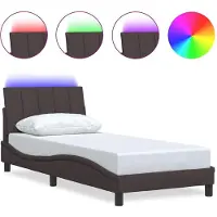 vidaXL Bedframe zonder matras "Hanko" 90x200 cm stof donkerbruin