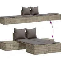 vidaXL Ligbed 2-persoons met kussens poly rattan grijs