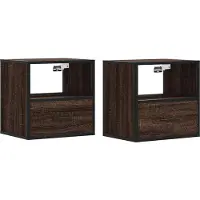 vidaXL Nachtkastjes 2st wandgemonteerd 40x31x39,5cm bruin eikenkleurig