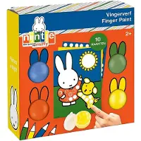 Bambolino toys Nijntje Vingerverf set - 4 kleuren verf en 10 kaarten - Peuter en kleuter speelgoed - Knutselen - Voor meisjes en jongens - Vanaf 2 jaar - Speelgoed kinderen -