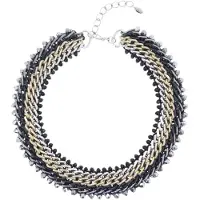 Behave - Statement Ketting Gevlochten Design – Goud/Zilver/Zwart – 40 cm + 7 cm Verlengketting – Nikkelvrij