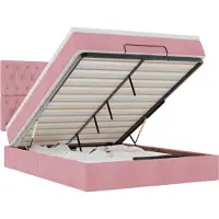 vidaXL Ottoman bed met matrassen en LED's 140x200cm fluweel roze