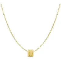 New Bling 9NBG-909U Gouden Letterhanger met Ketting - Letter U - Kubus - 4x4x4mm - Ankerschakel - 0,9 mm Breed - Lengte 38+4+3cm - 14 Karaat - Geelgoud