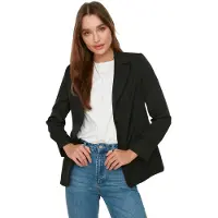 Trendyol TRENDYOLMİLLA Dames Zwart Effen Lang Regular fit Blazers