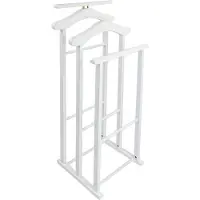 Italia MAXI Bianco - Kledingstandaard in Hout - Dressboy - 2 Kledinghangers en 2 Broekhangers - Wit