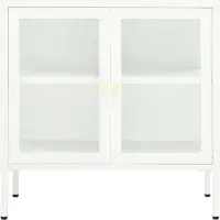 vidaXL Dressoir - Dressoirs - Kast - Kasten - Dressoir 70x35x70 cm staal en glas wit