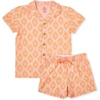 Little label shortama met all over print oranje Meisjes Stretchkatoen Klassieke kraag - maat 146/152