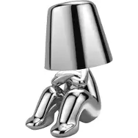 Luxus Bins Brother Tafellamp - Zilver - Decoratieve Tafellamp - Tafellamp slaapkamer - Draadloos - Dimbaar