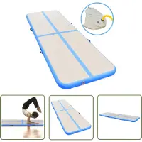 The Living Store Opblaasbare Sportmat - Grote en professionele mat - 400 x 100 x 10 cm - Schokabsorberend - antislip -