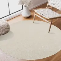 Muratap Tapijtenloods Uni Rond Effen Laagpolig Vloerkleed Modern Creme- 240 CM ROND