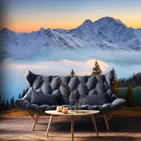 Consalnet Fotobehang - Berg - Sneeuw - Bomen - Vliesbehang - (368 x 254 cm)