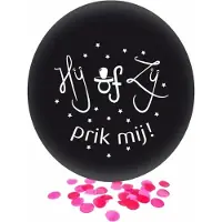 Partyxplosion - Gender reveal ballon ROZE - Hij of Zij - Prik mij- 60cm