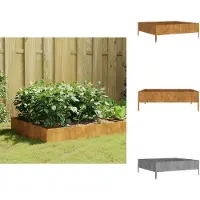 vidaXL Verhoogde plantenbak 100x100x33,5 cm, staal met cortenstaalafwerking