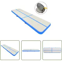 The Living Store Pvc Mat - Gymnastiekmat - Gymnastiekmat met pomp opblaasbaar 800x100x20 cm PVC blauw - Opblaasbare Mat - Trainingsmat - Yogamat