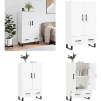 vidaXL Hoge kast 69,5x31x115 cm bewerkt hout wit - Hoge Kast - Hoge Kasten - Dressoir - Kast