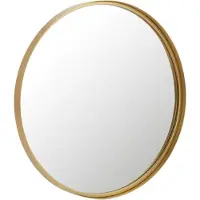 J-Line Mirror round high border metal/glass gold small