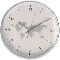 Gerimport Wandklok - wit - wereldkaart - 30 cm - Wandklokken