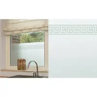 Patifix 3x raamfolie - griekse patroon rand - 2 m - semi-transparant - vinyl - zelfklevend - voor ramen en deuren