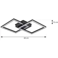 LINDBY LED buiten plafondlamp Finian, 48 cm x cm, CCT dimbaar, zwart, Kunststof, Modern, LED plafondlamp