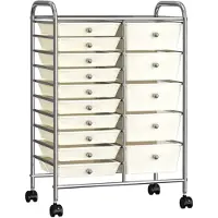 vidaXL Opbergtrolley met 15 lades mobiel XXL kunststof wit