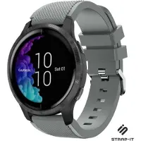 Strap-it Smartwatch siliconen bandje - geschikt voor Garmin Venu / Venu SQ / Vivomove HR / Forerunner 245 / 570 - 42mm / 645 - grijs