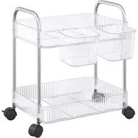 vidaXL Opbergtrolley 2-laags 37x28x43,5 cm acryl transparant