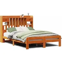 vidaXL Bed met boekenkast zonder matras grenenhout wasbruin 160x200 cm