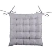 Stof Textile stoelkussen BEA - grijs - 40 x 40 x 4 cm - touwtjes sluiting - binnen/buiten - zitkussens plat