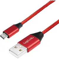 Logilink USB naar Micro-USB Kabel 1m - Sterk Gevlochten Rood