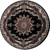 Muratap Isfahan oosters vloerkleed nain laagpolig klassiek vintage tapijt rond / navy / multi- 250 cm rond