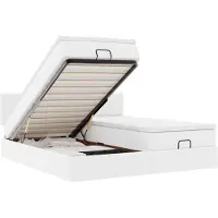 vidaXL Ottoman bed met matrassen 200x200cm kunstleer wit