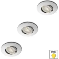 Lybardo - Inbouwspots extra klein 3-pack - Kantelbaar + LED Spot 3W - Warmwit Licht