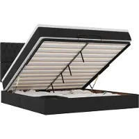 vidaXL Ottoman bed met matras en LED's 160x200cm stof zwart