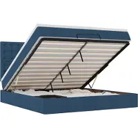 vidaXL Ottoman bed met matras en LED's 160x200cm stof blauw