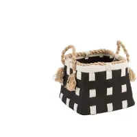J-Line Mand Touw Jute Textiel Zwart/Natuurlijk