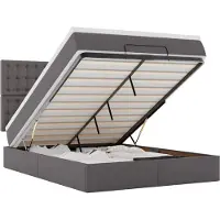 vidaXL Ottoman bed met matras en LED's 140x190cm kunstleer grijs