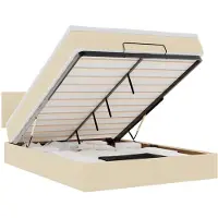 vidaXL Bed met matras 140x190 cm stof crèmekleurig