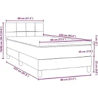vidaXL Boxspring met matras fluweel lichtgrijs 80x220 cm